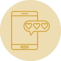 Love Message Line Yellow Circle Icon vector