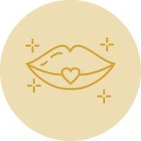 Lips Line Yellow Circle Icon vector