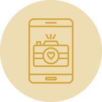 Wedding Photos Line Yellow Circle Icon vector