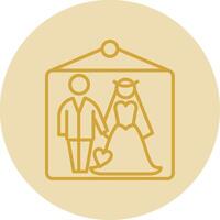 Wedding Photos Line Yellow Circle Icon vector