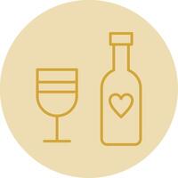 Wine Bottle Line Yellow Circle Icon vector