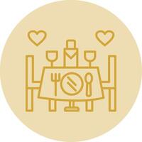 Wedding Dinner Line Yellow Circle Icon vector