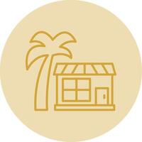 Palm Tree Line Yellow Circle Icon vector