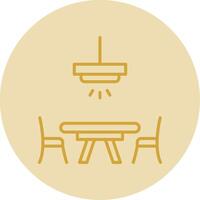 Dinner Table Line Yellow Circle Icon vector