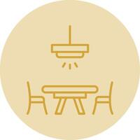 Dinner Table Line Yellow Circle Icon vector