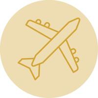 Aeroplane Line Yellow Circle Icon vector
