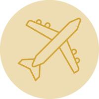 Aeroplane Line Yellow Circle Icon vector