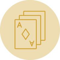 Poker Cards Line Yellow Circle Icon vector