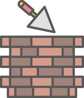 Bricks Tower Line Filled Light Icon vector