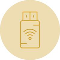 memoria USB línea amarillo circulo icono vector