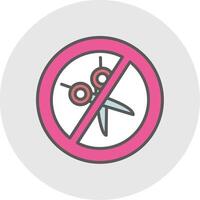 No tijeras línea lleno ligero icono vector