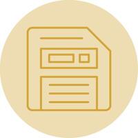 Floppy Disk Line Yellow Circle Icon vector