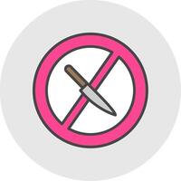 No cuchillo línea lleno ligero icono vector