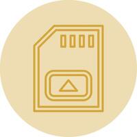 Memory Card Line Yellow Circle Icon vector