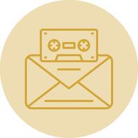 Voice Mail Line Yellow Circle Icon vector