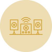 Audio System Line Yellow Circle Icon vector