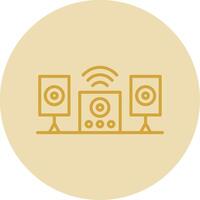 Audio System Line Yellow Circle Icon vector