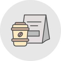 café línea lleno ligero icono vector