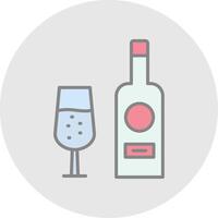 vino botella línea lleno ligero icono vector