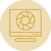 Shutter Line Yellow Circle Icon vector