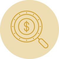 Magnifying Glass Line Yellow Circle Icon vector