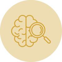 Brain Line Yellow Circle Icon vector