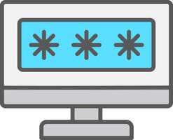 seguridad computadora contraseña línea lleno ligero icono vector