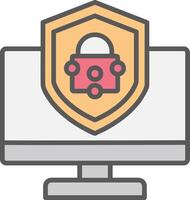 Security Computer Fix Line Filled Light Icon vector