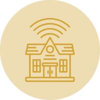 Building Line Yellow Circle Icon vector