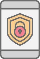 Security mobile Lock Line Filled Light Icon vector