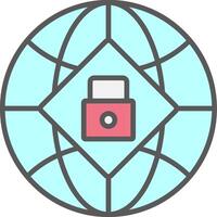 Global Security Line Filled Light Icon vector