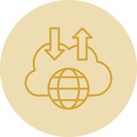 Cloud Line Yellow Circle Icon vector