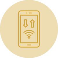 Mobile Phone Line Yellow Circle Icon vector