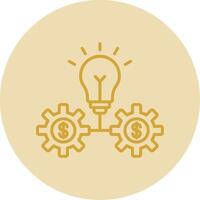 Light Bulb Line Yellow Circle Icon vector