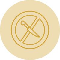 No Knife Line Yellow Circle Icon vector