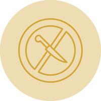 No Knife Line Yellow Circle Icon vector