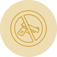 No Gun Line Yellow Circle Icon vector