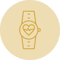 Heart Rate Monitor Line Yellow Circle Icon vector