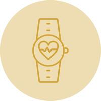 Heart Rate Monitor Line Yellow Circle Icon vector