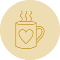 Cups Line Yellow Circle Icon vector