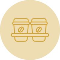 Coffee Cups Line Yellow Circle Icon vector