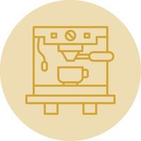 Coffee Machine Line Yellow Circle Icon vector