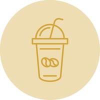 Coffee Shake Line Yellow Circle Icon vector