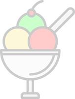 Ice Cream CUP Line Filled Light Icon vector