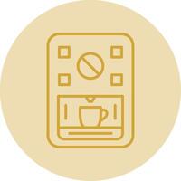 Coffee Machine Line Yellow Circle Icon vector