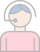 Call Center Agent Line Filled Light Icon vector