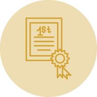 Certificate Line Yellow Circle Icon vector