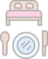 Bed And Breakfast Line Filled Light Icon vector