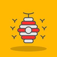 Bee Hive Filled Shadow Icon vector