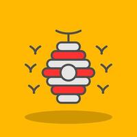 Bee Hive Filled Shadow Icon vector